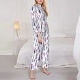 thumbnail image 3 of Honeii Lavender Flowers print Women's Pajama Sets Long Sleeve Button Down Sleepwear Nightwear Soft Pjs Lounge Sets-Large, 3 of 7