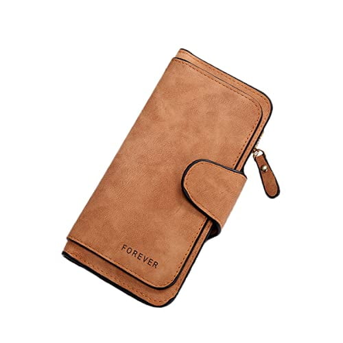 Womens Long Leather Wallet,RFID Blocking Leather Pocket Wallet Ladies Mini Purse with ID Window