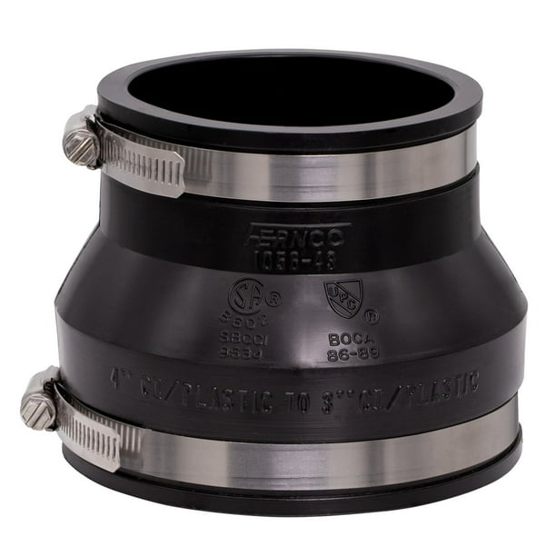 Fernco 105643 Reducing 4in. x 3in. Flexible PVC Pipe Coupling for