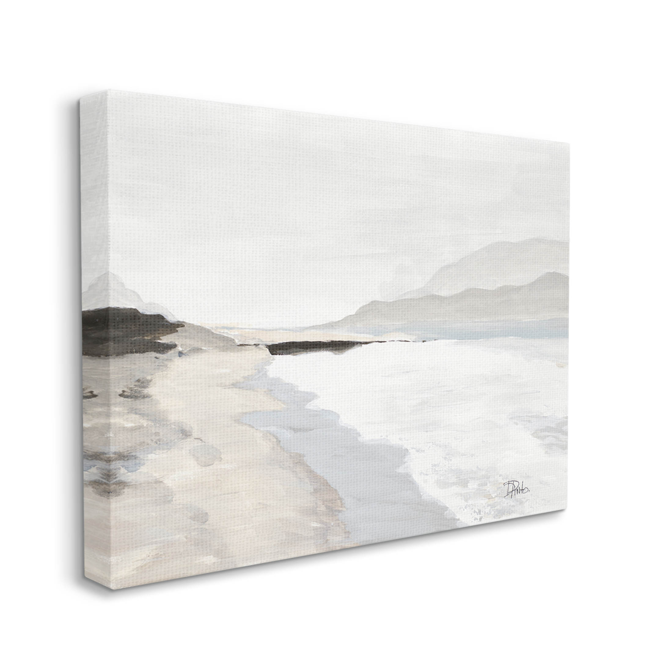 Beach Foam Coastal Shore Coastal Painting Gallery Wrapped Canvas Print Wall Art