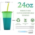 thumbnail image 2 of Triani 5 Pack 24Oz Plastic Tumblers with Lids and Straw â Color Changing Cups Reusable Coffee Cups with Lids for Smoothies, Iced Tea, Coffee, Drinks, Parties, for Kids and Adultsï¼Multicolour, 2 of 5
