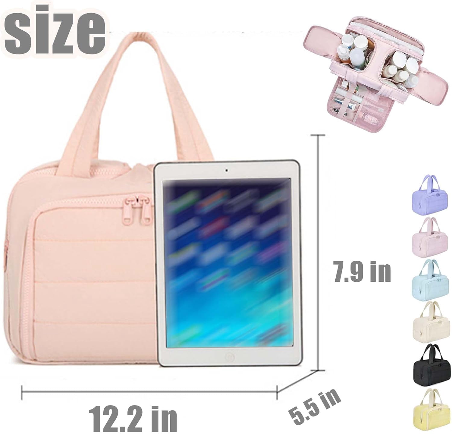 4-In-1 Travel Organizer, Lightweight Large Wide-Open Travel Bags for Women, Large Capacity Waterproof with Handle Makeup Bags