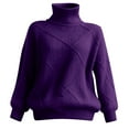 thumbnail image 4 of Women's Oversized Turtleneck Pullover Sweater Loose Solid Knit Jumper Tops Dark Purple M, 4 of 4