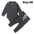 thumbnail image 1 of Laklulu - Conjuntos de ropa de otoño para recién nacidos, niñas y niños, de algodón de punto de manga larga, mameluco y pantalones, conjuntos de invierno para bebés, gris oscuro, talla 60, 1 of 6