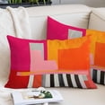 thumbnail image 2 of Pink Orange Pillow Covers 16"x24", Geometric Modern Abstract Oil Painting Soft Brushed Microfiber Breathable Throw Pillow Covers, Decorative Pillowcase with Zipper for Couch Sofa Bedroom Living Room, 2 of 9