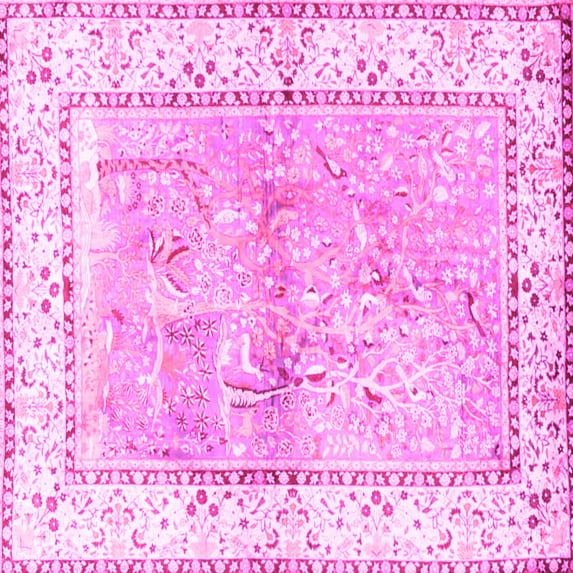 Ahgly Company Indoor Square Animal Pink Traditional Area Rugs, 5' Square