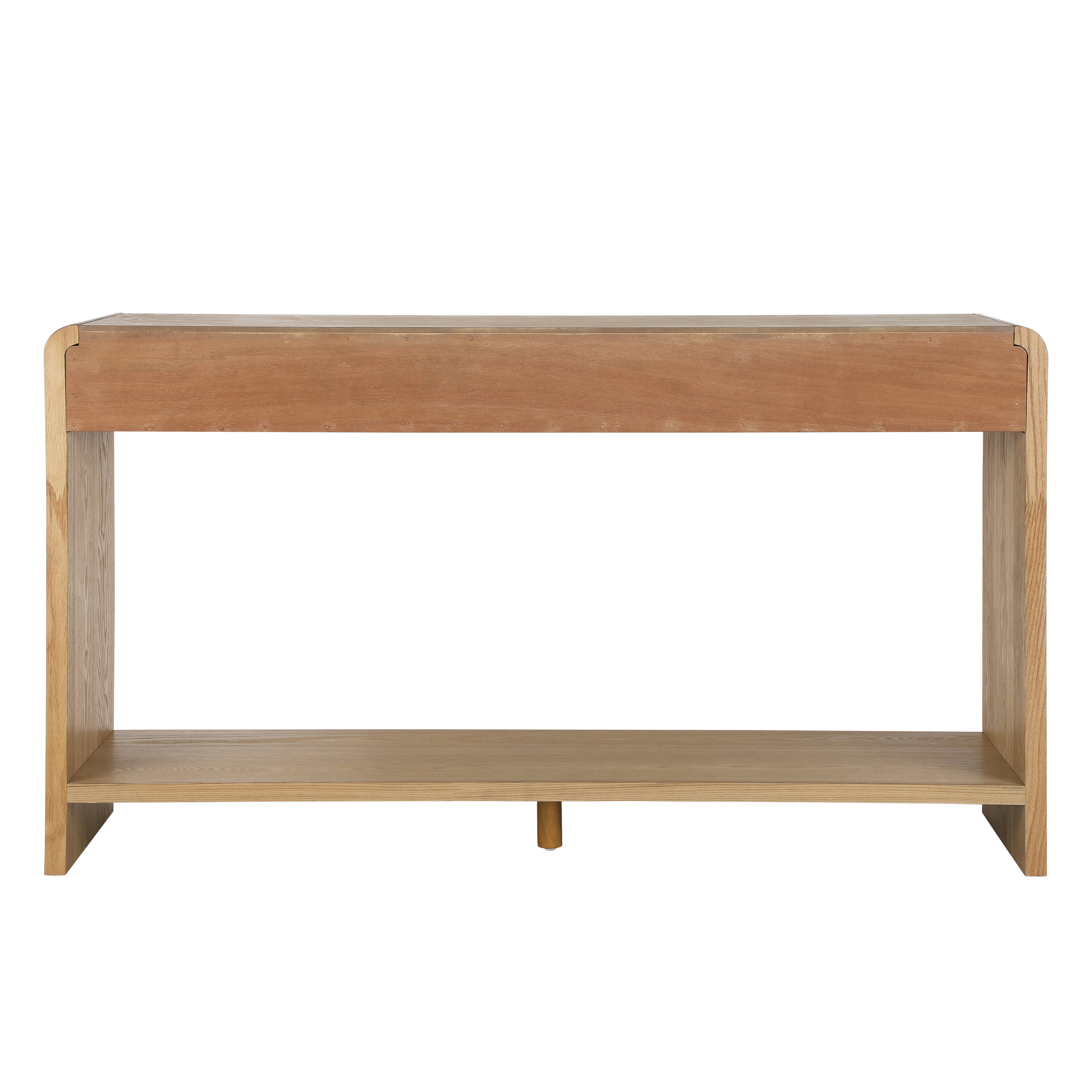 EUROCO 59" Console Table with 3 Drawers,Narrow Long Entryway Table with Round Edge Design and Bottom Shelf for Entryway Hallway Living Room,Brown