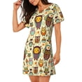 thumbnail image 2 of Rateoe Cute Owls Print Women’s Nightdress – Cozy Cotton Short-sleeved Sleep Shirt, Loose-Fit Sleepwear, Perfect for Relaxing and Sleeping, 2 of 6