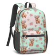 thumbnail image 2 of Highland Cow and Rose Print 17" Waterproof Oxford School Backpacks for Teens, S-Shape Padded Straps, for School, Travel, Hiking, Camping, 2 of 3