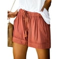 thumbnail image 1 of Frontwalk Ladies Mini Trousers Wide Leg Shorts Solid Color Short Pants Daily Wear Baggy Bottoms High Waist Orange S, 1 of 2