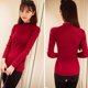 thumbnail image 2 of Jersey de punto de cuello alto de color sólido para mujer Tops delgados de manga larga (rojo) Ndcxsfigh Para estrenar, 2 of 5