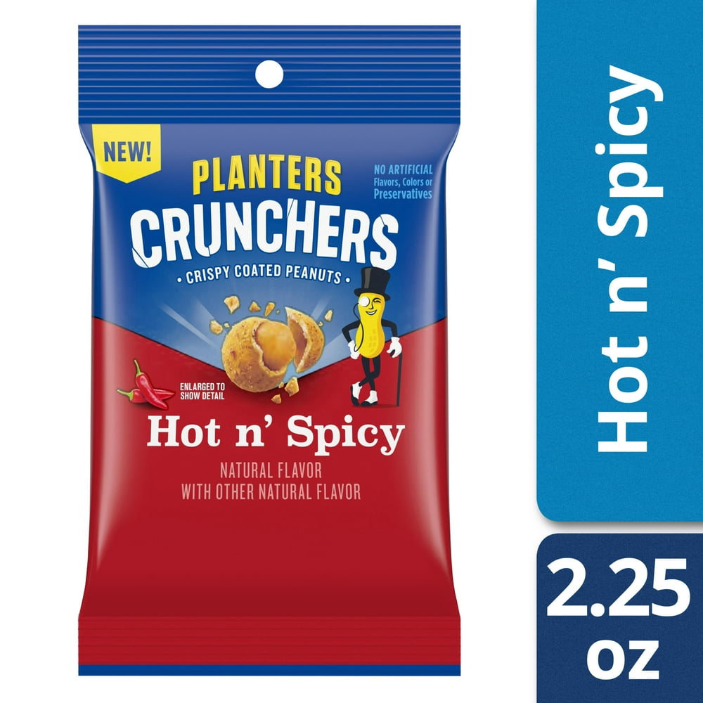 Planters Crunchers Hot n' Spicy Crispy Coated Peanuts, 2.25 oz Bag