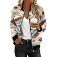 thumbnail image 2 of VOONCAS Womens Southwestern Bohemian Ethnic Print Bomber Jacket - Stretchy Full-Zip, Multicolor, Ribbed Cuffs, Spring/Fall Casual Outerwear (S-XXL),Size S, 2 of 5