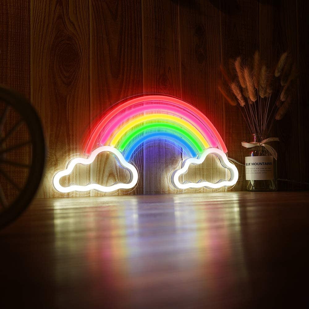 Neon Rainbow Light, Festival LED Wall Decor Light Art Neon Light Sign for Home Decoration,Bedroom, Lounge, Office, Wedding, Christmas, Valentine’s Day Party Powered by USB