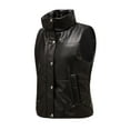 thumbnail image 4 of Lilgiuy Women Pocket Vest Coat Short Jacket Winter Sleeveless Faux Leather Coat Black，4（S） Winter Clothes for 2022, 4 of 5