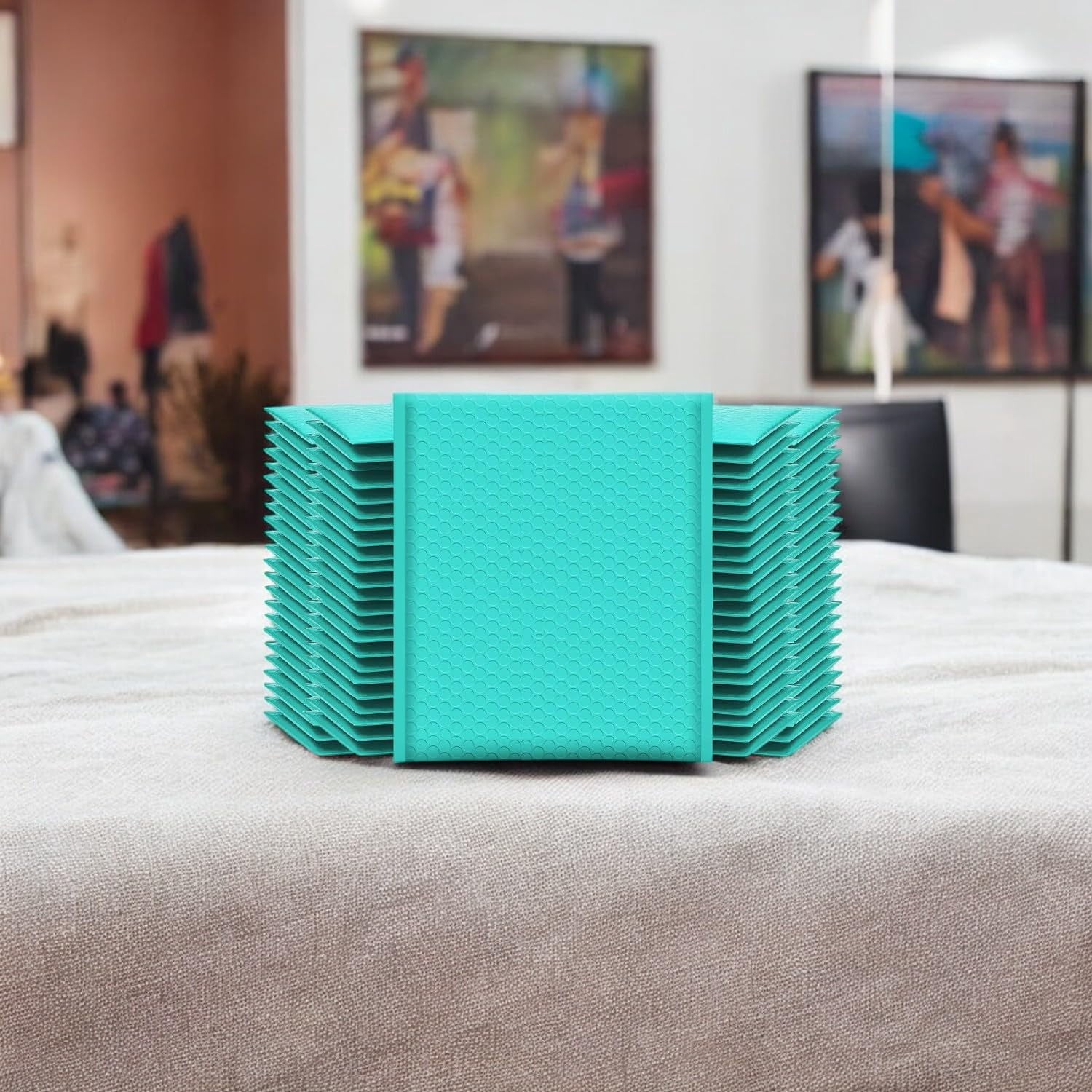100-Pack Large 9.5x14.5 Inch Teal Bubble Mailers, Self Seal Poly Padded Envelopes for Shipping Clothes Photos, Lightweight Cost-Effective Packaging