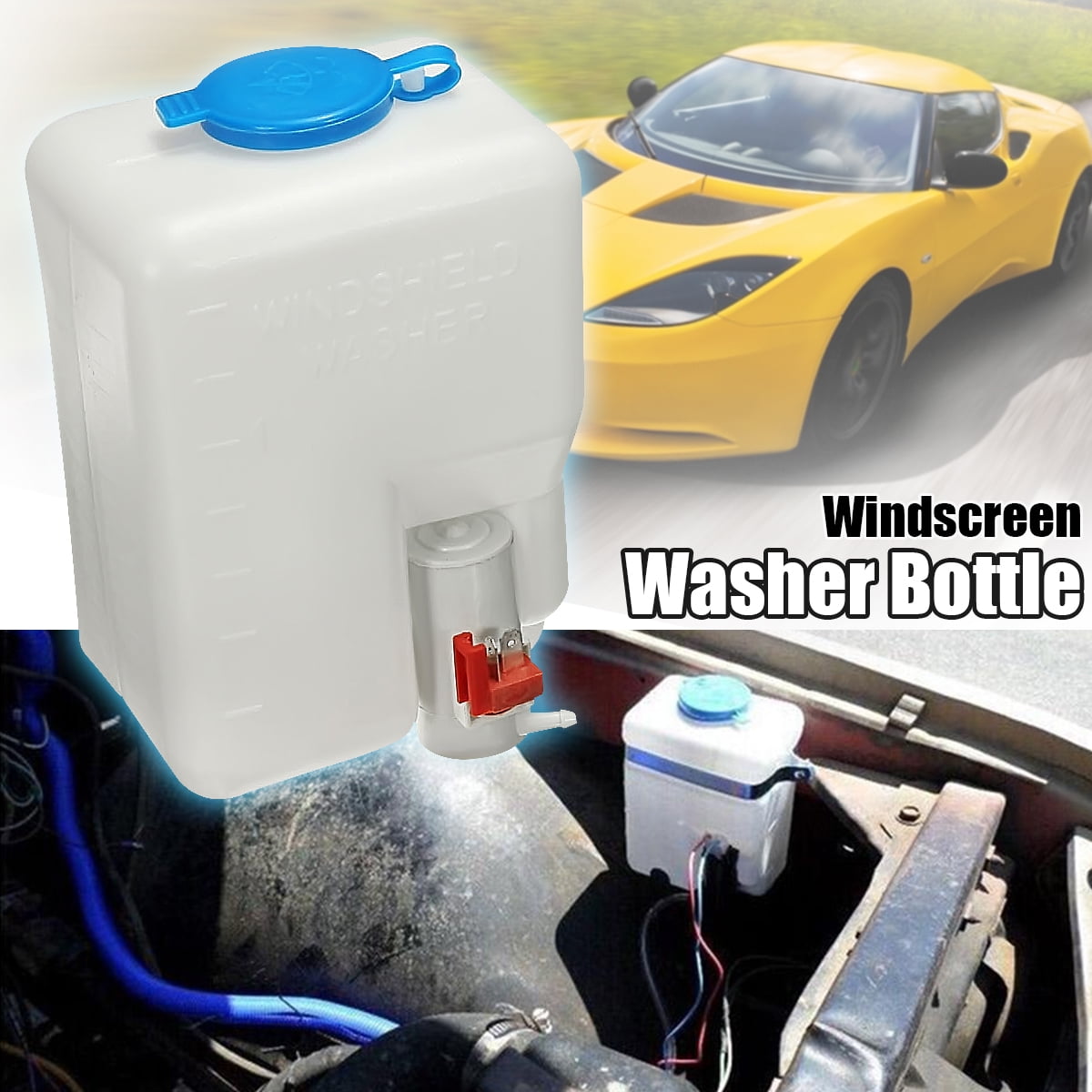 Universal 12v windscreen washer bottle kit motor pump jets 160186 classic cars