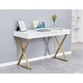 thumbnail image 2 of Bowery Hill Bureau d'Ordinateur Moderne en Bois/acier Inoxydable Or/blanc, 2 of 2