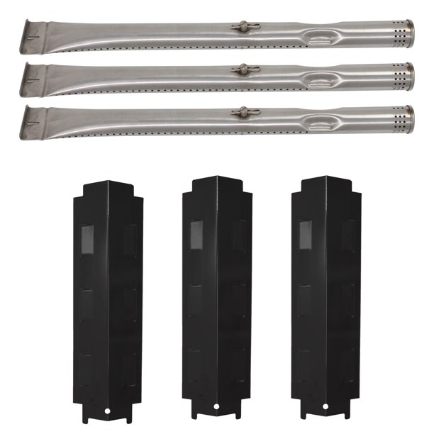 3Pack BBQ Gas Grill Tube Burner & Heat Shield Plate Tent Replacement