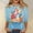 A1098 Blue, variant on Easter Shirt for Women Bunny And Colorful Eggs Graphic T-Shirt Three Quarter Sleeve Crewneck Soft Stretchy Festival Apparel Spring Holiday Gift Top