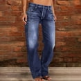 thumbnail image 2 of Women Trendy Mid Rise Casual Versatile Solid Color Straight Leg Loose Jeans, 2 of 8