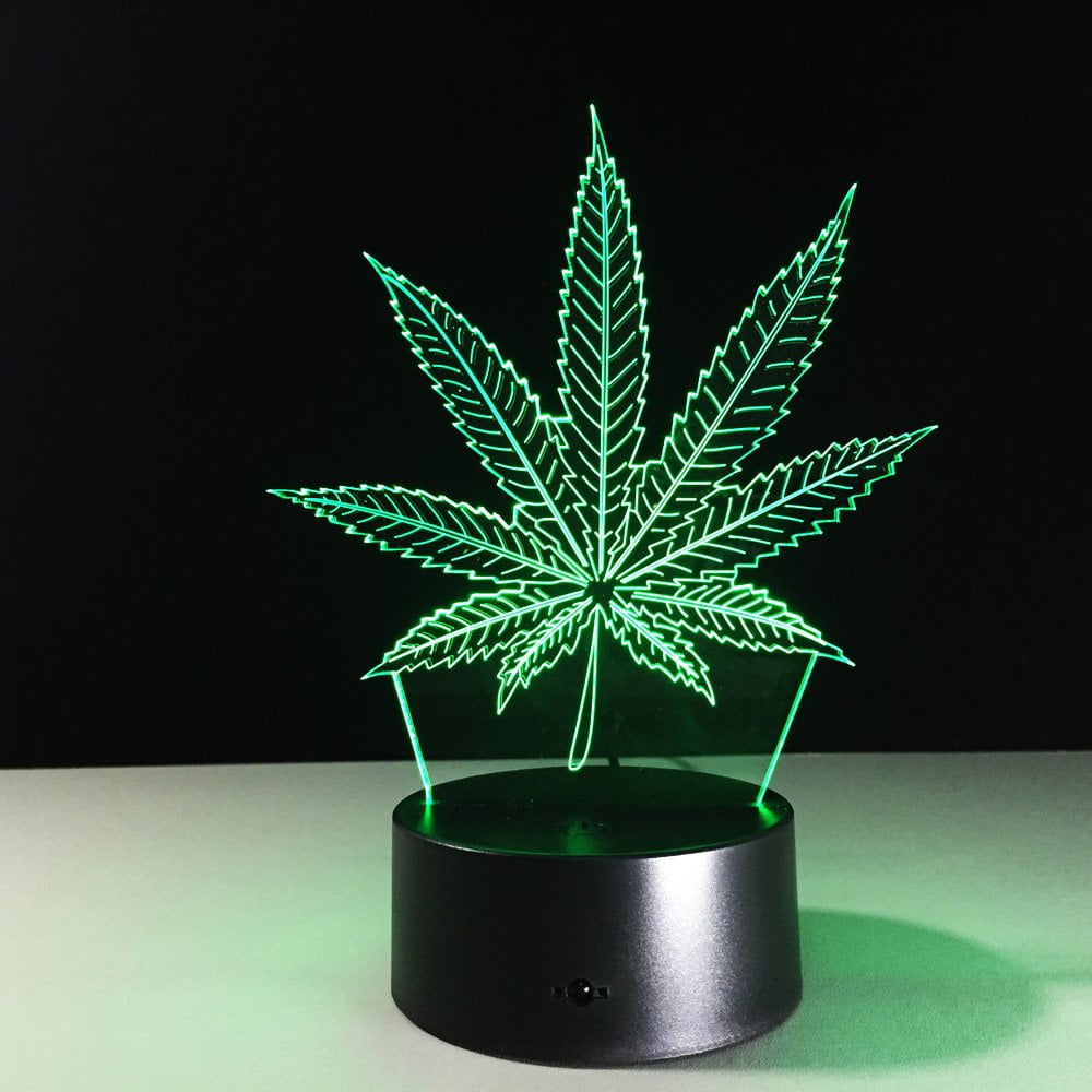 3D Illusion Bulbing Weed Lamp Acrylic LED Night Light Micro USB Table