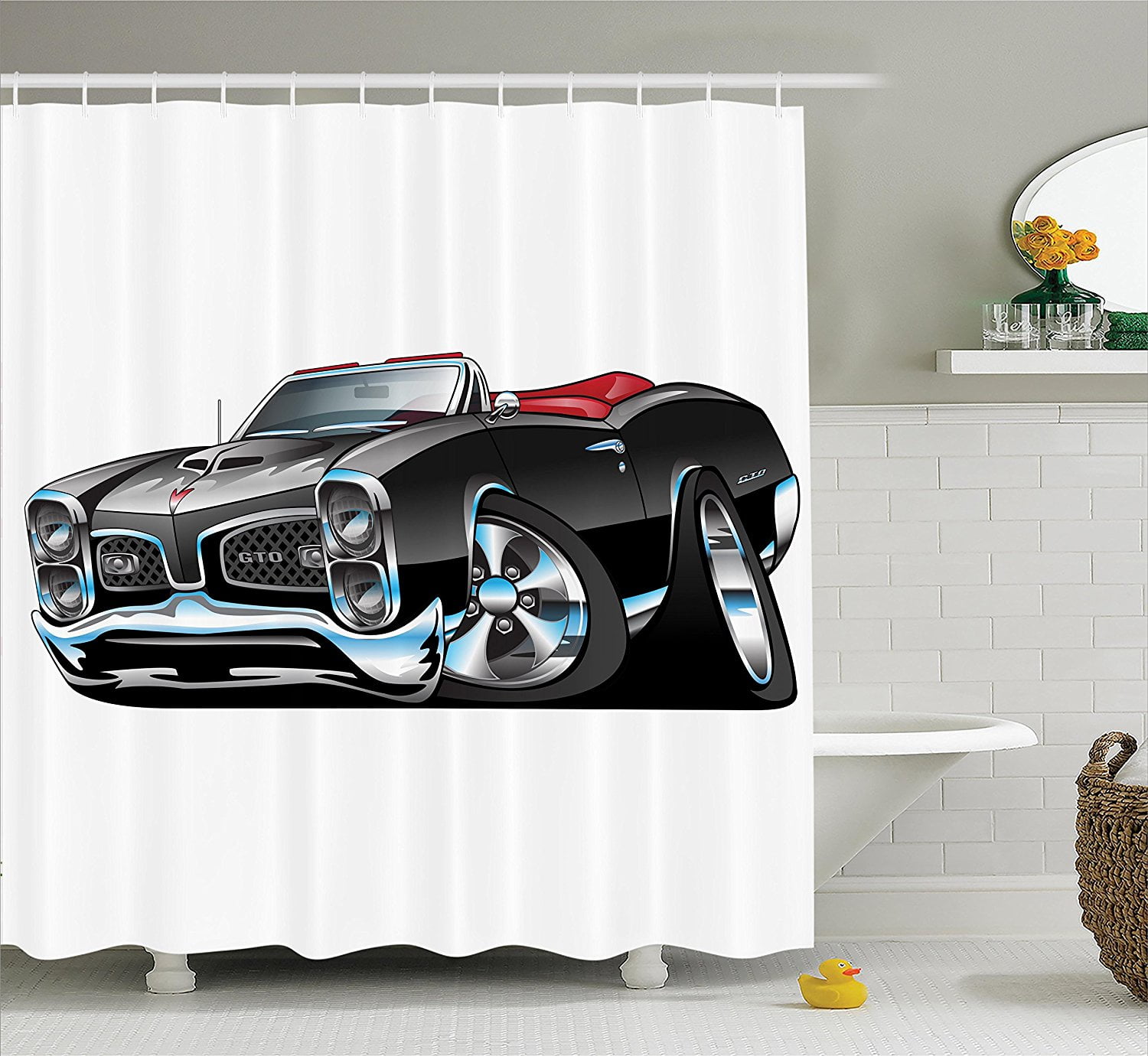 Cars Decor Shower Curtain Set By , Fancy American ...