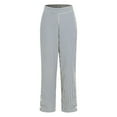 thumbnail image 6 of TANGQIOP Causal Pants for Women Solid Color Striped Straight Wide Leg Elasticized High Waisted Pocketed Button Breathable Blue XXL, 6 of 9