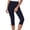 Navy Blue, variant on Women's High Waist 7/8 Yoga Pants - Thin Stretchy Fabric, Elastic Waist, Fitness/Outdoor Use