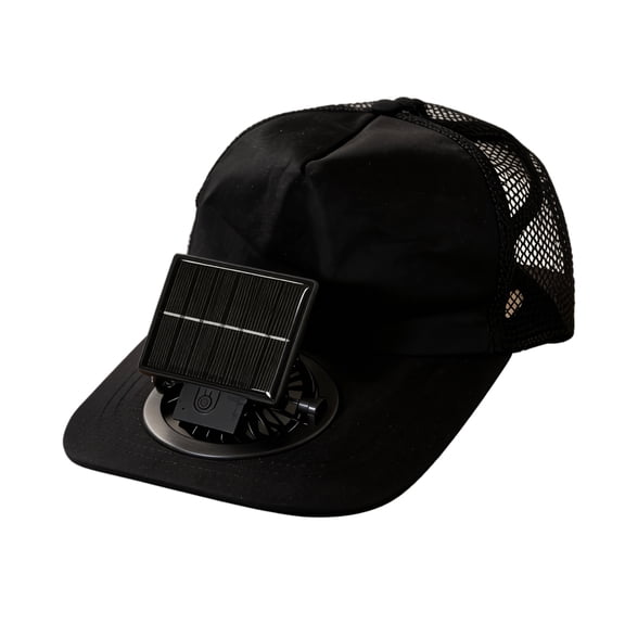 Fan Hat with Solar Charging, 3 Speed Adjustable Black Breathable Mesh Cap, for Adult Outdoor Fishing Hiking Camping, 1 Pack Portable Cooling Fan Hat with Brim