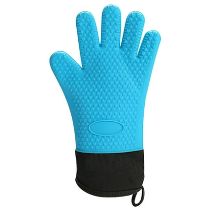

Flat Mouth Lengthened Plus Cotton Silicone Gloves Thickened Microwave Oven Heat Insulation Five-finger Gloves Mitts