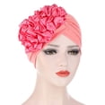 thumbnail image 2 of Hontri Turban Cap Head Wraps in Sale, Women's Solid Beaded Indian Hat Muslim Ruffled Cancer Chemotherapy Hat Beanie Wrap Hat Chemo Head Wraps Watermelon Red, 2 of 2