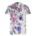thumbnail image 4 of ICHUANYI Clearance Women's Summer Fashion Flower Print Short Sleeve Top T-shirt(Purple, L) ICHUANYI WER2023080903448, 4 of 5