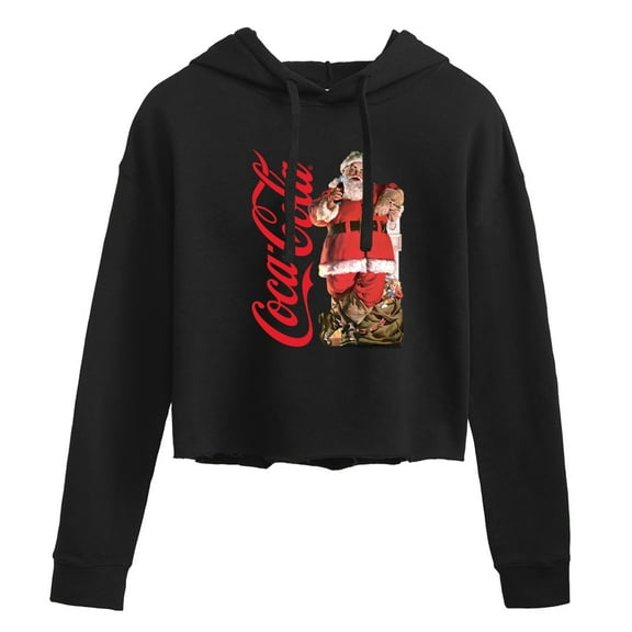 Coca-Cola - Vintage Santa With Presents - Juniors Cropped Pullover Hoodie