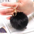 thumbnail image 2 of Llavero de piel de conejo artificial suave Bola de pompón Llavero esponjoso Maleta Mochilas Accesorios Encanto para mujeres niñas (Negro) JAMW Sencillez, 2 of 5
