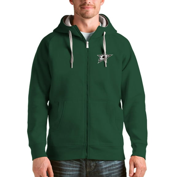 Men's Antigua Green Dallas Stars Logo Victory Full-Zip Hoodie