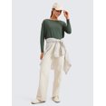 thumbnail image 3 of CRZ YOGA Pima Cotton Boat Neck Top,Workout, Loose Fit, Hip Length, Long Sleeve Shirts for Women, 3 of 5