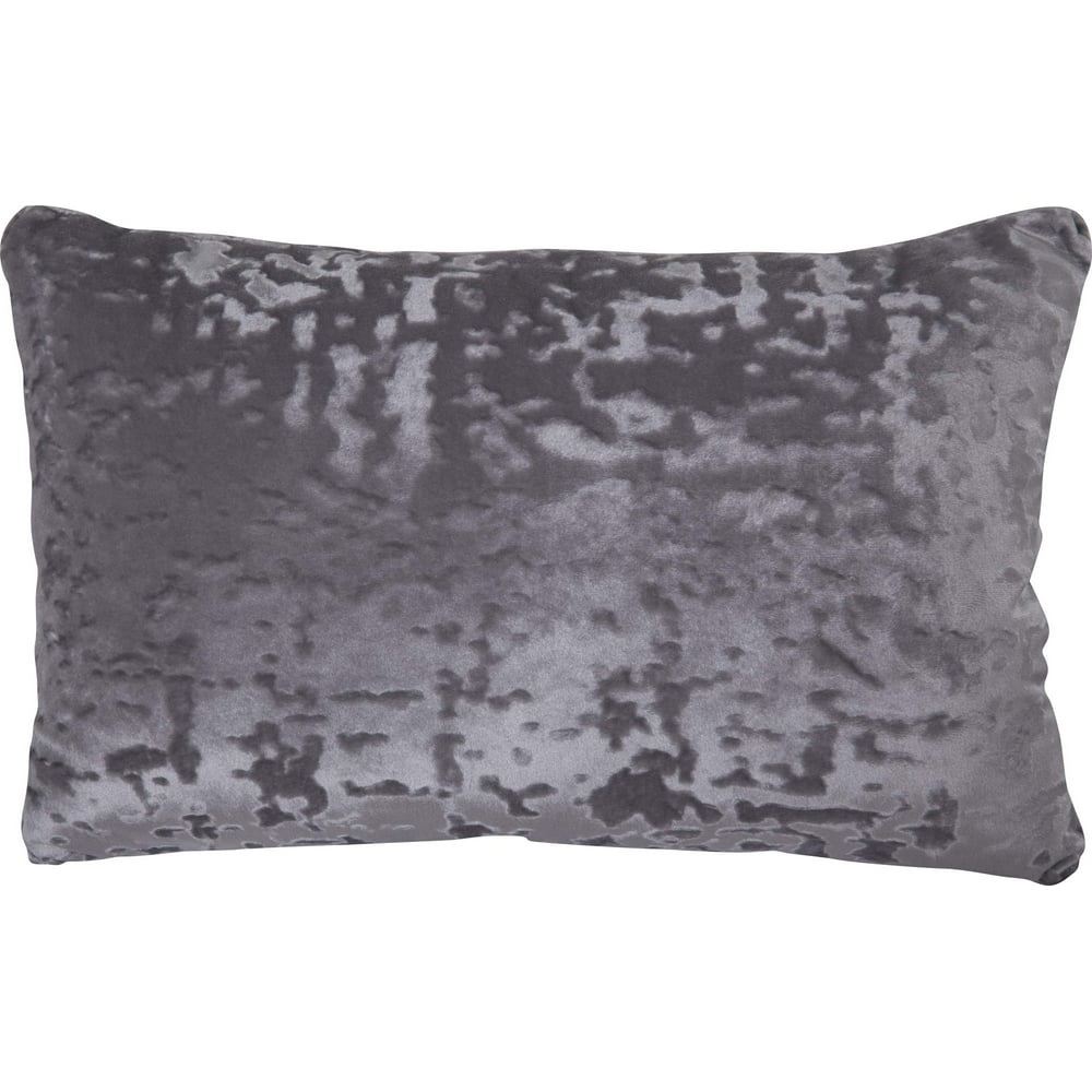 Mainstays Velvet Oblong Decorative Throw Pillow, Grey