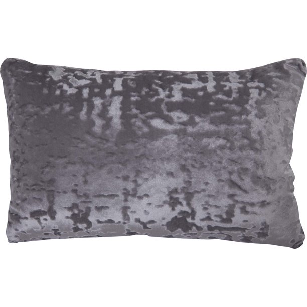 Mainstays Velvet Oblong Decorative Throw Pillow, Grey