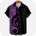 thumbnail image 4 of Telankuip Men's Tropical Musical Note Print Short Sleeve Shirts Summer Short Sleeve Button down Beach Top Relaxed Fit Breathable Music Festival Stylish Casual Wear Light Purple M, 4 of 4