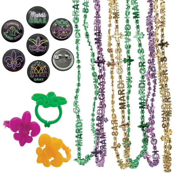 Mardi Gras Jewelry Kit Assortment for 48, Jewelry, Mardi Gras, 264 Pieces