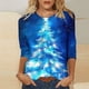 thumbnail image 2 of Camisetas de Manga Larga de las Mujeres Imprimir Navidad Cuello Redondo 3/4 Manga Suéter, Top Casual para las Vacaciones, 2 of 5