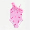 thumbnail image 4 of REDARER Girls One Piece Swimsuit Stripe Bow Print with 3D Floral Ruffle Swimwear,4-5 Years, 4 of 6