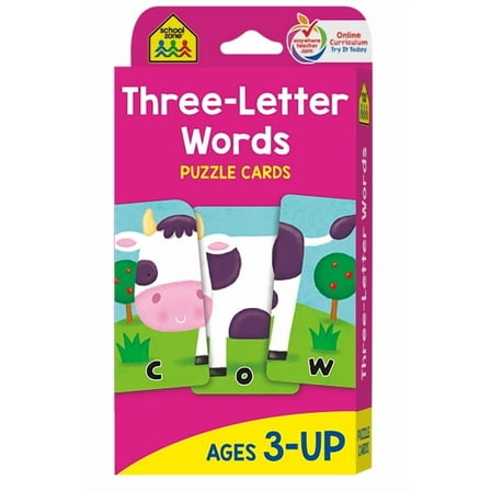 School Zone Three-Letter Words Puzzle Cards (Revised edition) (Hardcover)