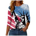 thumbnail image 6 of UngA USA 250th Anniversary T Shirt Women American Flag 3/4 Sleeve Shirt 4th of July T-Shirt USA Flag Patriotic Tee Tops (Watermelon Red,L), 6 of 8