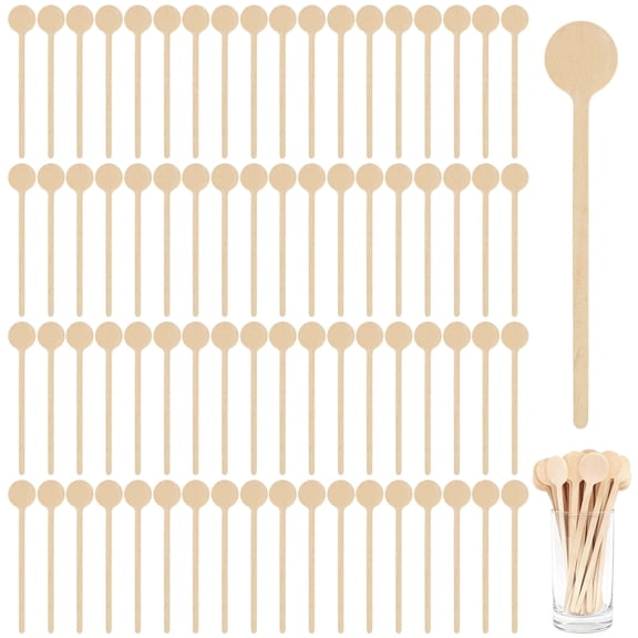 200Pcs Coffee Stirrers 5.9 Inch Coffee Stir Sticks, Natural Wooden Coffee Stirrers With Round Ends, Disposable Biodegradable Cafe Grade Wood Beverage Mixer for Coffee Cocktails Milk Tea