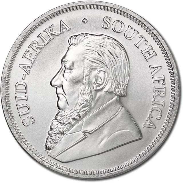 Moneda Krugerrand de plata de 1 Oz de Sudáfrica 2021, brillante, sin circular (placa de plata)