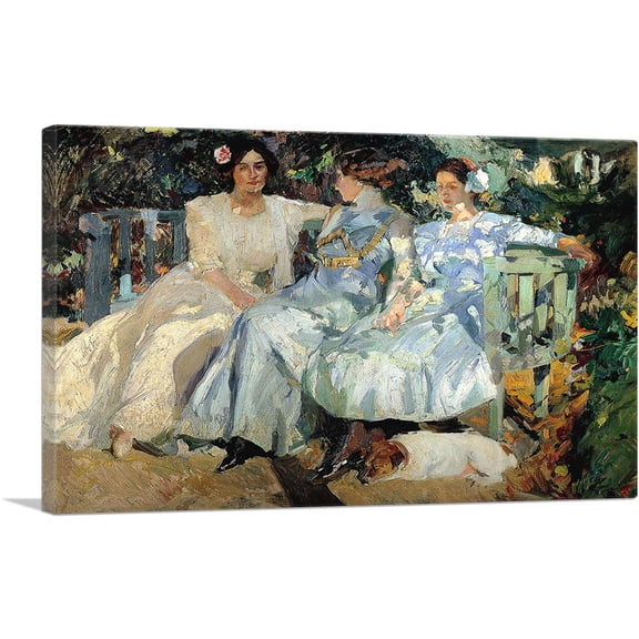 ARTCANVAS Senora de Sorolla and Her Daughters 1910 Canvas Art Print by Joaquin Sorolla y Bastida - Size: 12" x 8" (0.75" Deep)