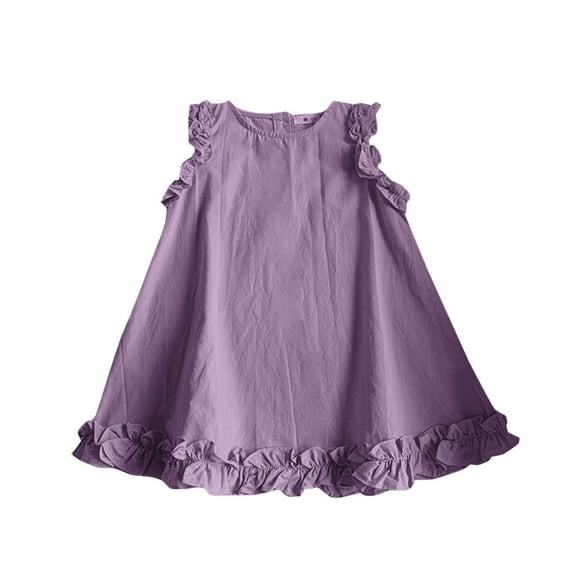 ameIAEA Little Girls Summer Dress Toddler Crewneck Sleeveless Sundress Kids Casual Beach Dress