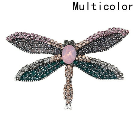 Fancyleo Dragonfly Brooches For Women Clothes Costume Dress Large Rhinestone Crystal Enamel Vintage Insect Brooch Female
